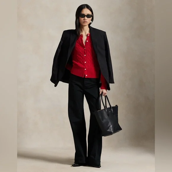 Ralph Lauren Women's Cable-Knit Cotton Crewneck Cardigan. Brand New Size M - Picture 3 of 10